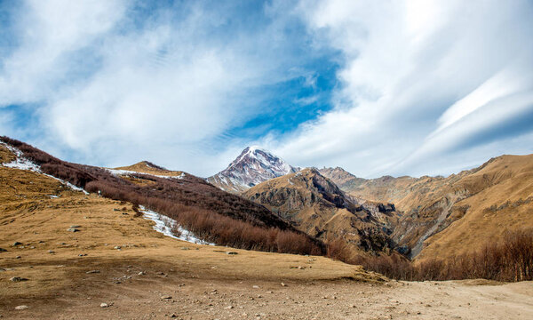 Forest, mountain peak and the mountains in Georgia