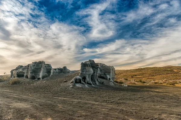 Vista pitoresca do deserto de Lanzarotte com falésias — Fotografia de Stock