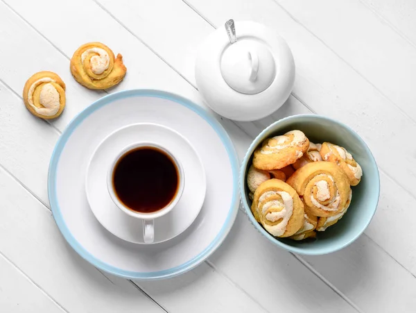 Gastronomische gouden freshy gebakken rolt, topview — Stockfoto