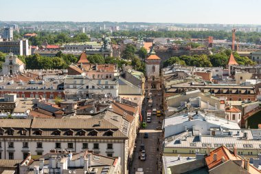 Krakow, Polonya, hava rooftops üzerinde göster