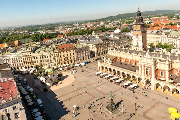 Impresionante plaza en Polonia, Cracovia, vista superior —  Fotos de Stock