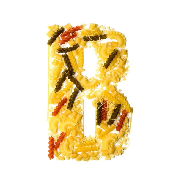 Kupie spaghetti, tworzące literę B — Zdjęcie stockowe