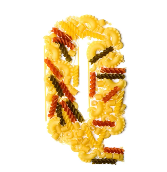 Pile of spaghetti forming a letter Q — Stock Photo, Image