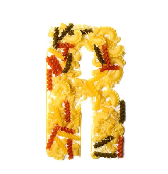 편지 R을 형성 하는 스파게티의 더미 — 스톡 사진