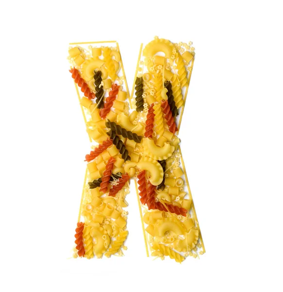 편지 X를 형성 하는 스파게티의 더미 — 스톡 사진