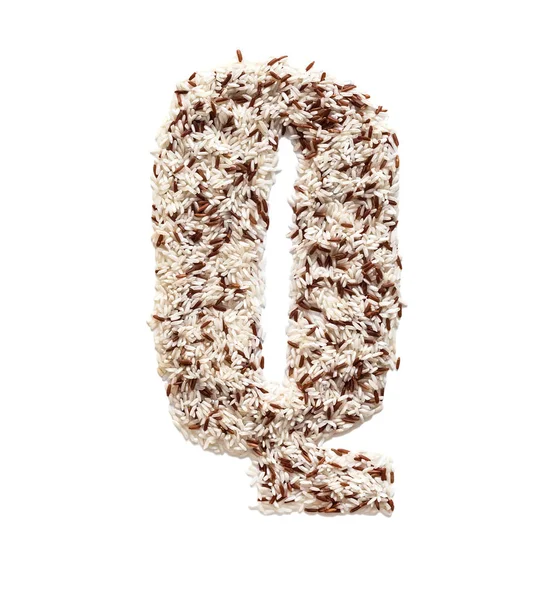 Rýže zrna tvoří písmeno abecedy Q — Stock fotografie