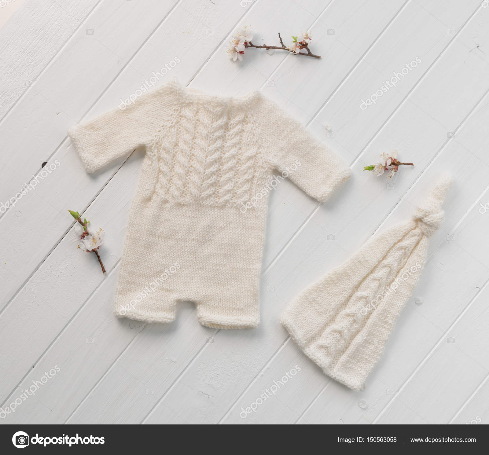 Precioso de punto blanco bebé, fotografía de stock © tan4ikk | Depositphotos
