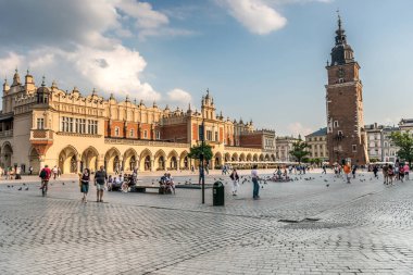 kemerli palace, kule ile masa saati, Krakow, Polonya