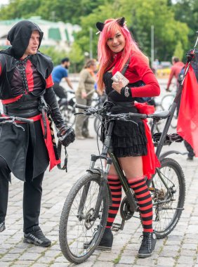 yıllık şehir Festivali Bisiklete binmek sokaklarda Kharkov, Ukrayna
