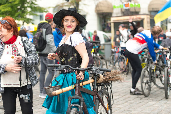 annual city festival bike ride through the streets of Kharkov, Ukraine