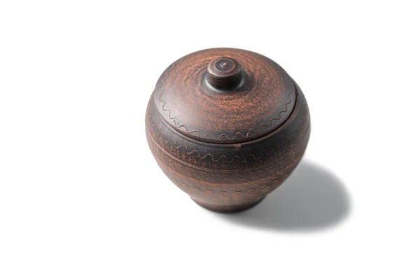 Vaso di argilla rustico con motivo georgiano — Foto Stock
