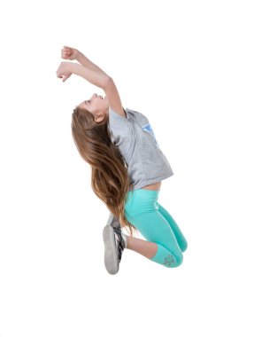 dans, izole uzun saçlı etkin kız