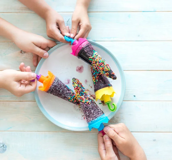 Homemade fruit ice cream with mulberry — Stock Photo, Image