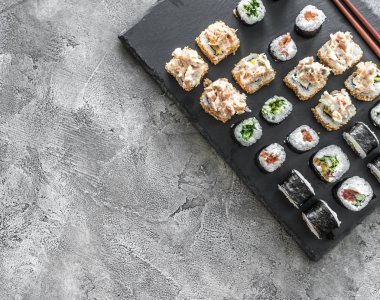 Suşi dikdörtgen bir gemide ayarla