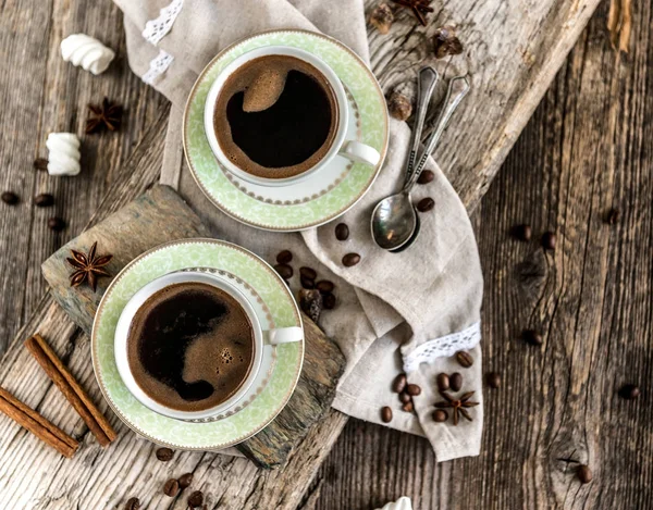 Two cups of black coffee — Stock Photo, Image