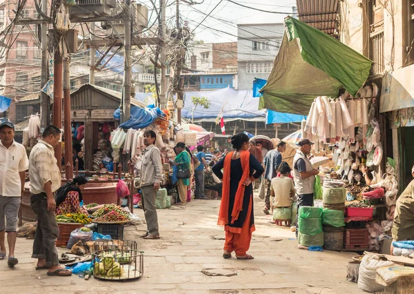 Ovocný trh ve městě Káthmándú — Stock fotografie