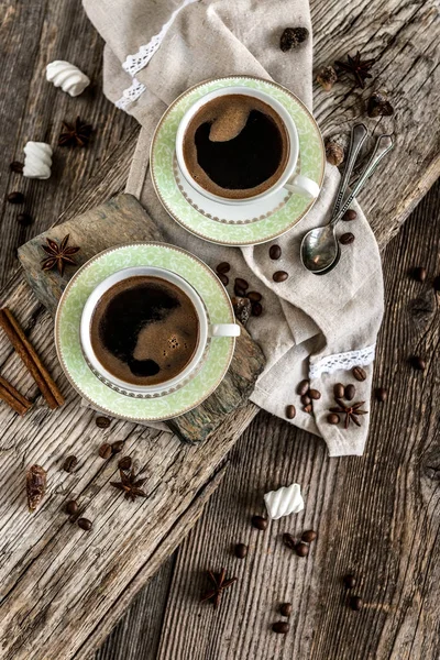 Δύο φλιτζάνια μαύρο καφέ — Φωτογραφία Αρχείου