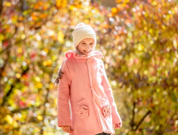 Bambina in una foresta autunnale — Foto Stock