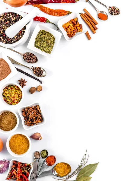 spices on white background isolated with place for text