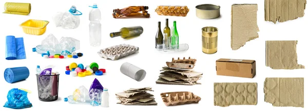 Set of different types of trash isolated — Stock Photo, Image