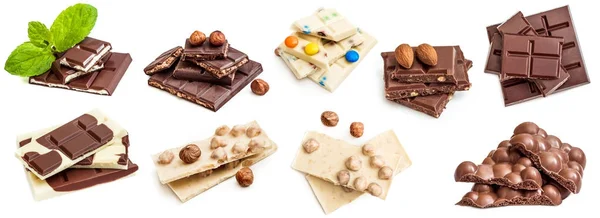 Photo collage of chocolate bars isolated — Stock Photo, Image