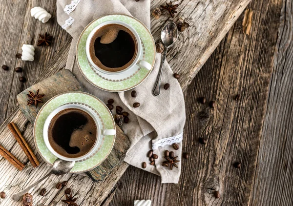 Two cups of black coffee — Stock Photo, Image