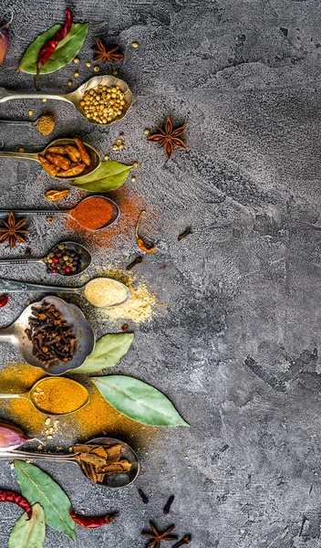 Spices on white wooden background — Stock Photo, Image