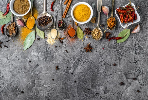 Spices on white wooden background — Stock Photo, Image