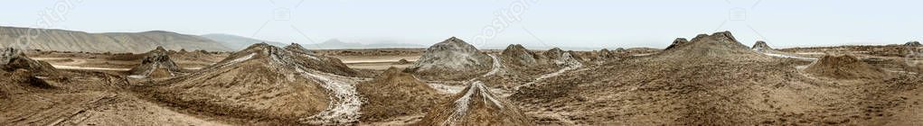 Panoramic view of mud volcanoes, Gobustan