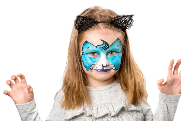 Całkiem mała dziewczynka z facepainting — Zdjęcie stockowe