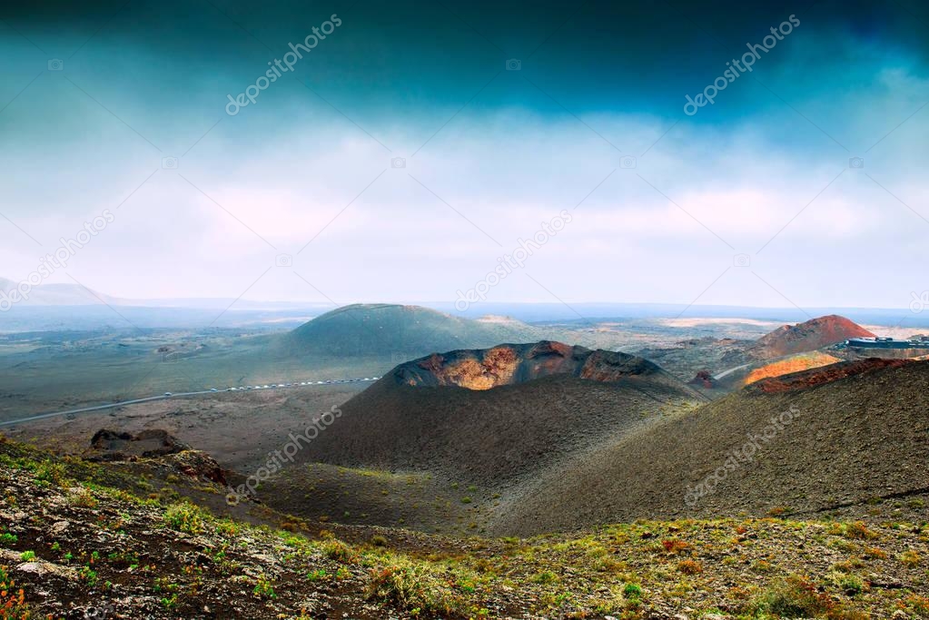 volcano and lava desert
