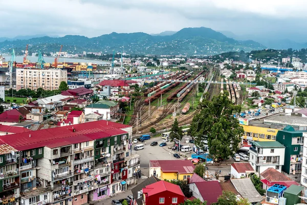 Estación de tren industrial cerca del muelle del puerto, Batumi —  Fotos de Stock