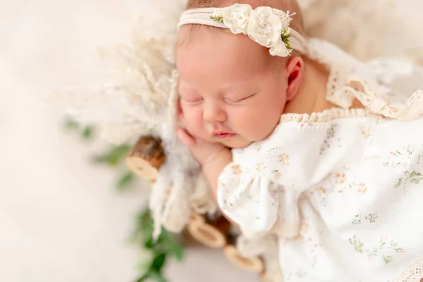 Newborn baby girl sleeping — Stock Photo, Image