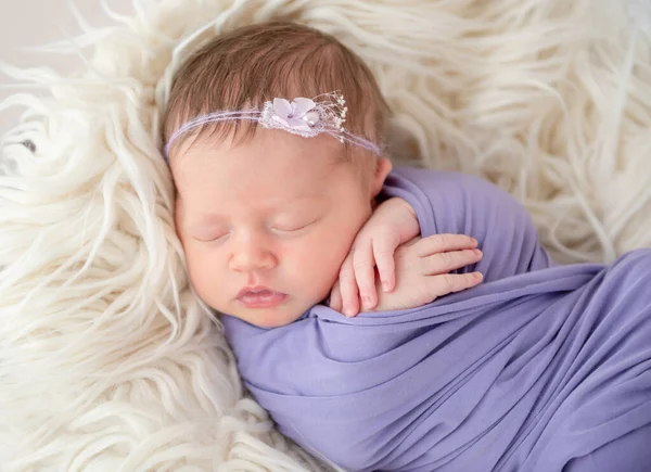 Nice newborn sleeping calmly — Stock Photo, Image