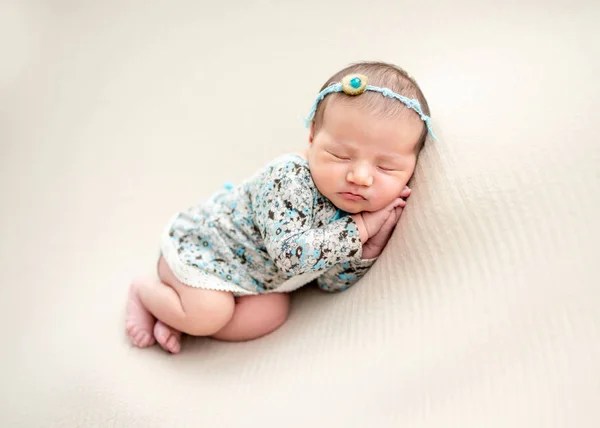 Charming newborn sleeping on side — Stock Photo, Image