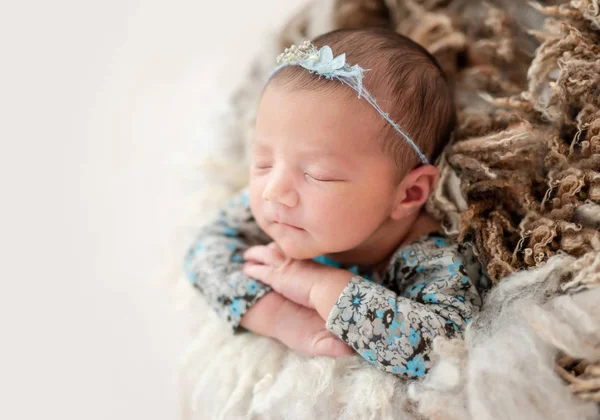 Nyfödd sover i korg — Stockfoto