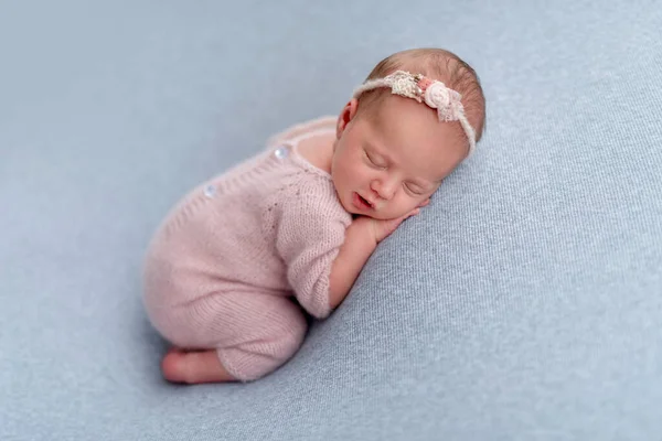 Lovely newborn on stomach — Stock Photo, Image