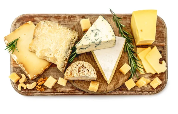 Vista superior do prato de queijo — Fotografia de Stock