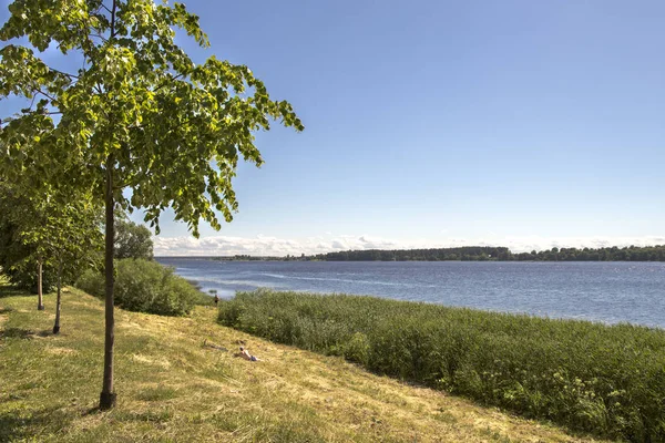 Вид на реку Даугаву и парк. Рига, Латвия — стоковое фото