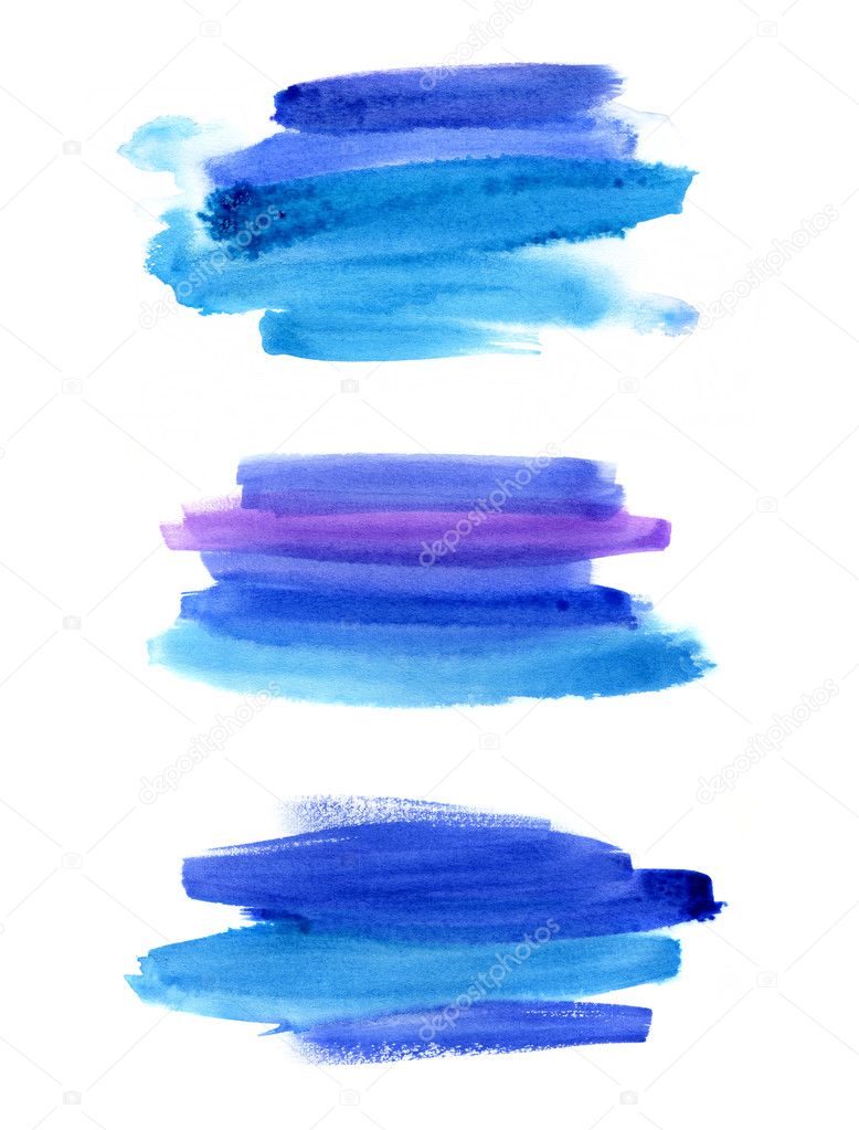 Set of abstract blue watercolor stextures 