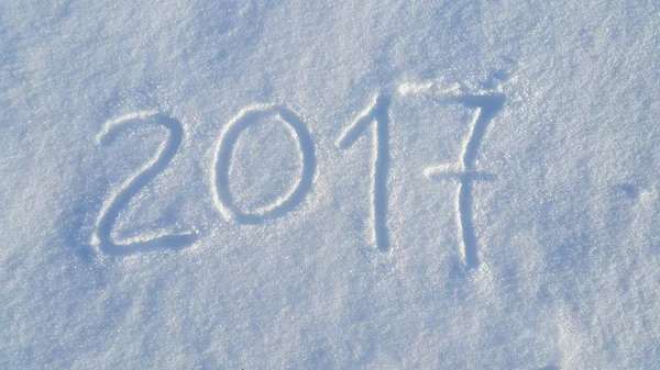 2017 disegno sulla neve bianca — Foto Stock