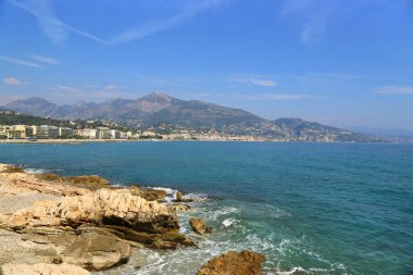 Cap Martin, Fransız Rivierası, Fr üzerinden Menton üzerinde güzel Deniz Manzaralı