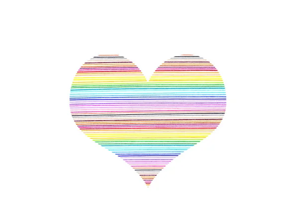 Abstraktní srdce s jasně barevnými řádky vzorem — Stock fotografie