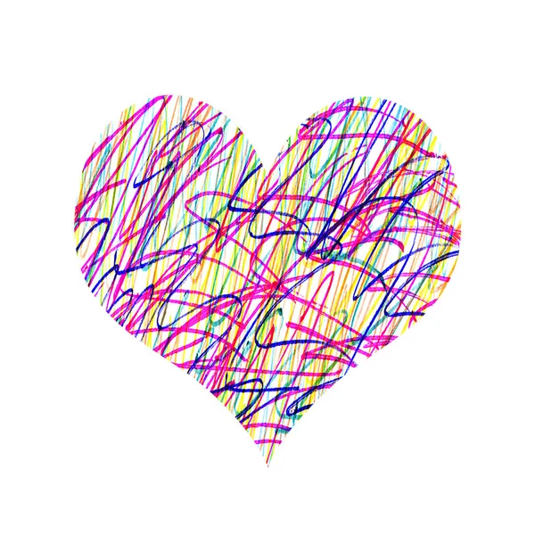 Corazón abstracto con patrón desordenado colorido brillante — Foto de Stock