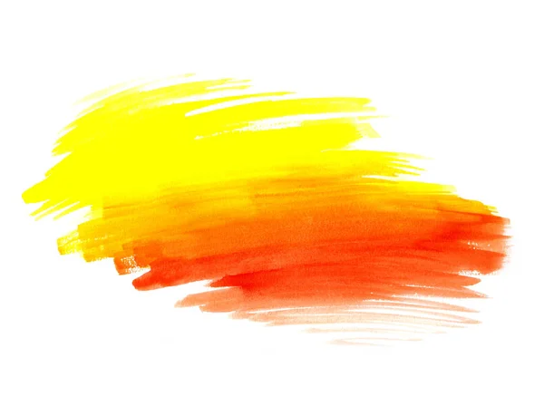 Bright yellow and red paint shape on white background — Stock Photo, Image