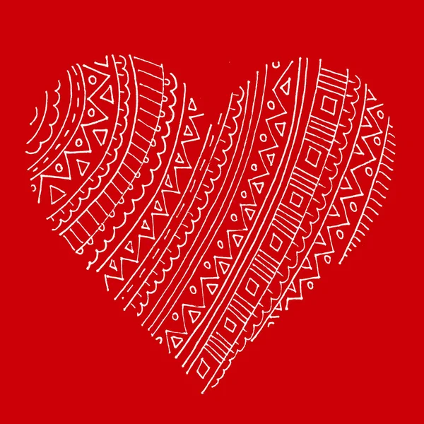 Abstrato coração padrão branco no vermelho — Fotografia de Stock