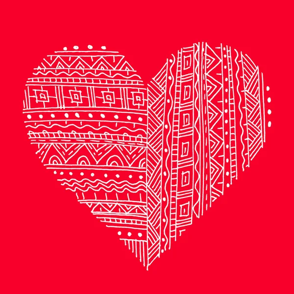Vitt abstrakt mönster hjärtan på röd bakgrund — Stockfoto