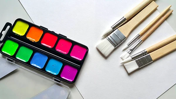 Tools for watercolor drawing — Stock Photo, Image