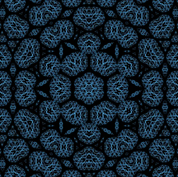 Черный фон с абстрактным синим рисунком — стоковое фото