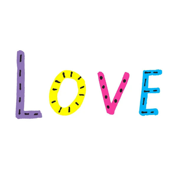 Ordet kärlek från färgglada bokstäver — Stock vektor